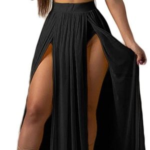 Amazon Chiffon Split Maxi Skirt with Built In Shorts - Size Small